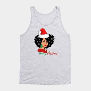 Black Woman Santa, Black Mrs Santa Claus, African American Santa, Merry Christmas Tank Top